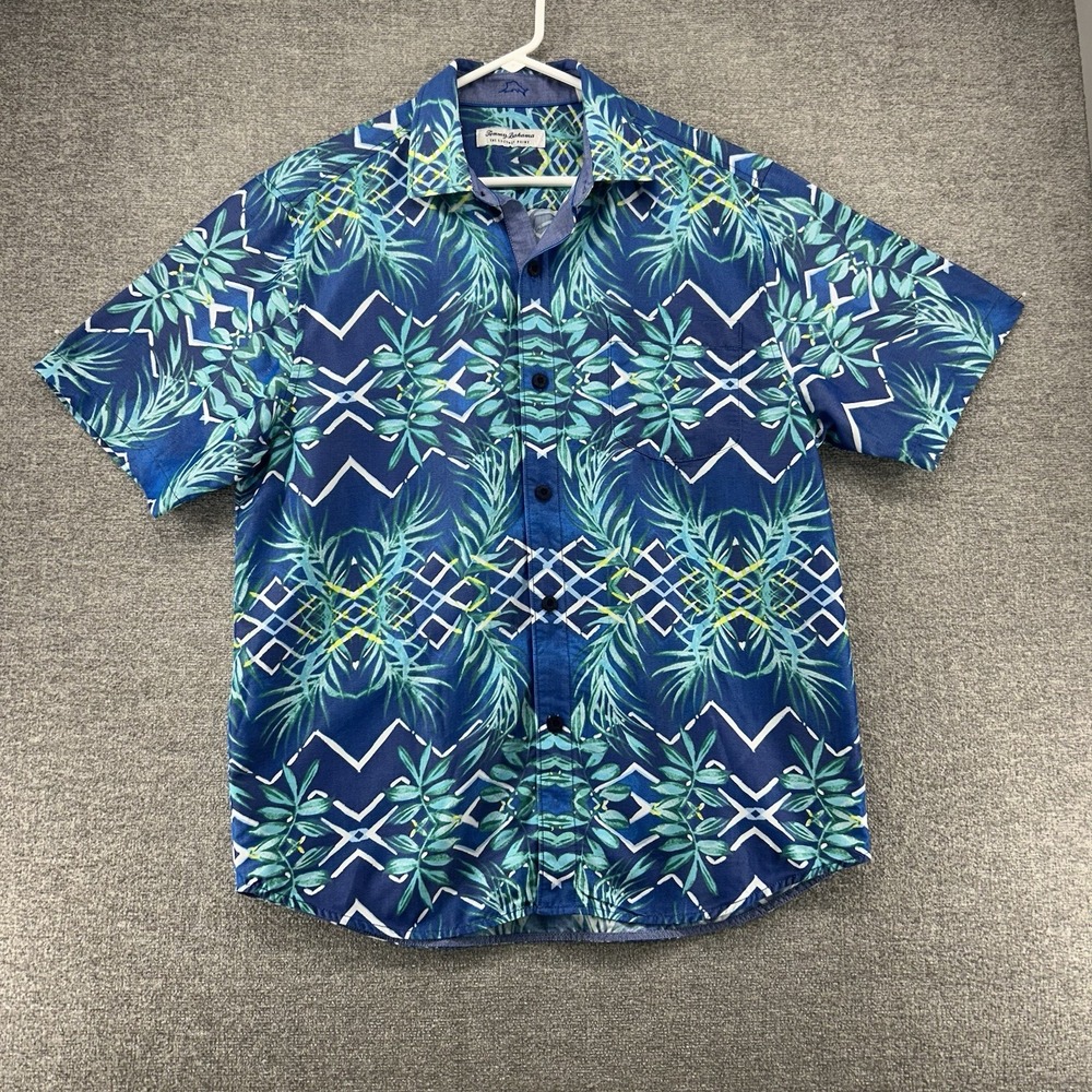 Tommy Bahama The Coconut Point Shirt Men Size Medium Blue Hawaiian Short Sleeve